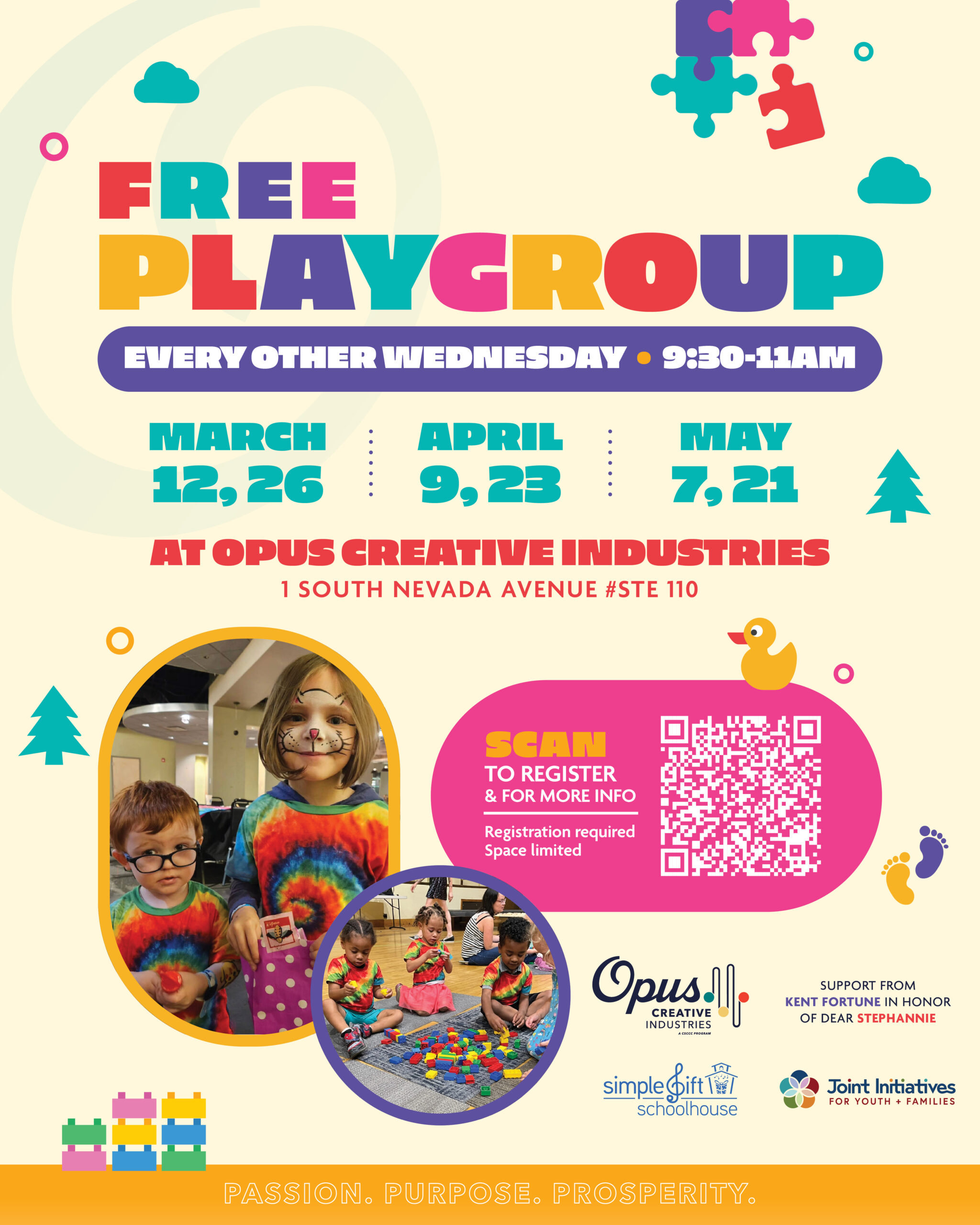 Children (ages birth – 5) and their parents, caregivers, grandparents, and/or favorite adults, are invited for a playful morning of music, movement, art, and fun!