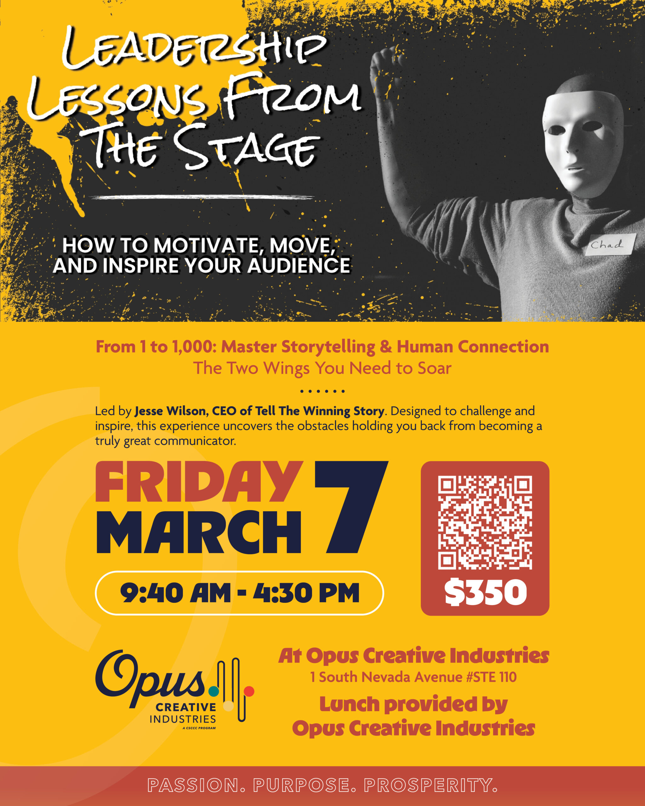 Leadership Lessons From The Stage is a one-day, transformational communication workshop led by Jesse Wilson, CEO of Tell The Winning Story.